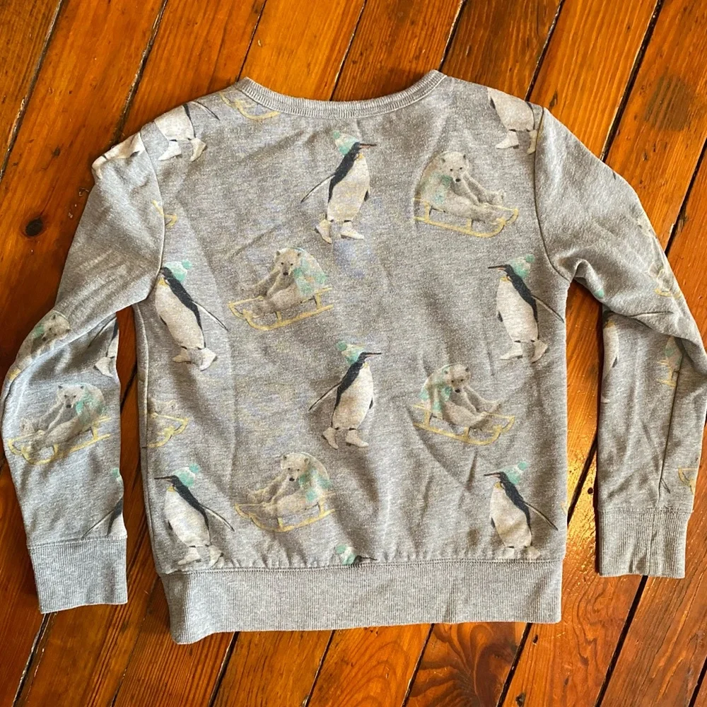 Gap Gray Sherpa Sweatshirt Penguins Polar Bear Grey Size Medium 8